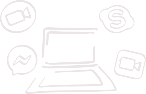 illustration séance clarification à distane skype zoom messenger facetime